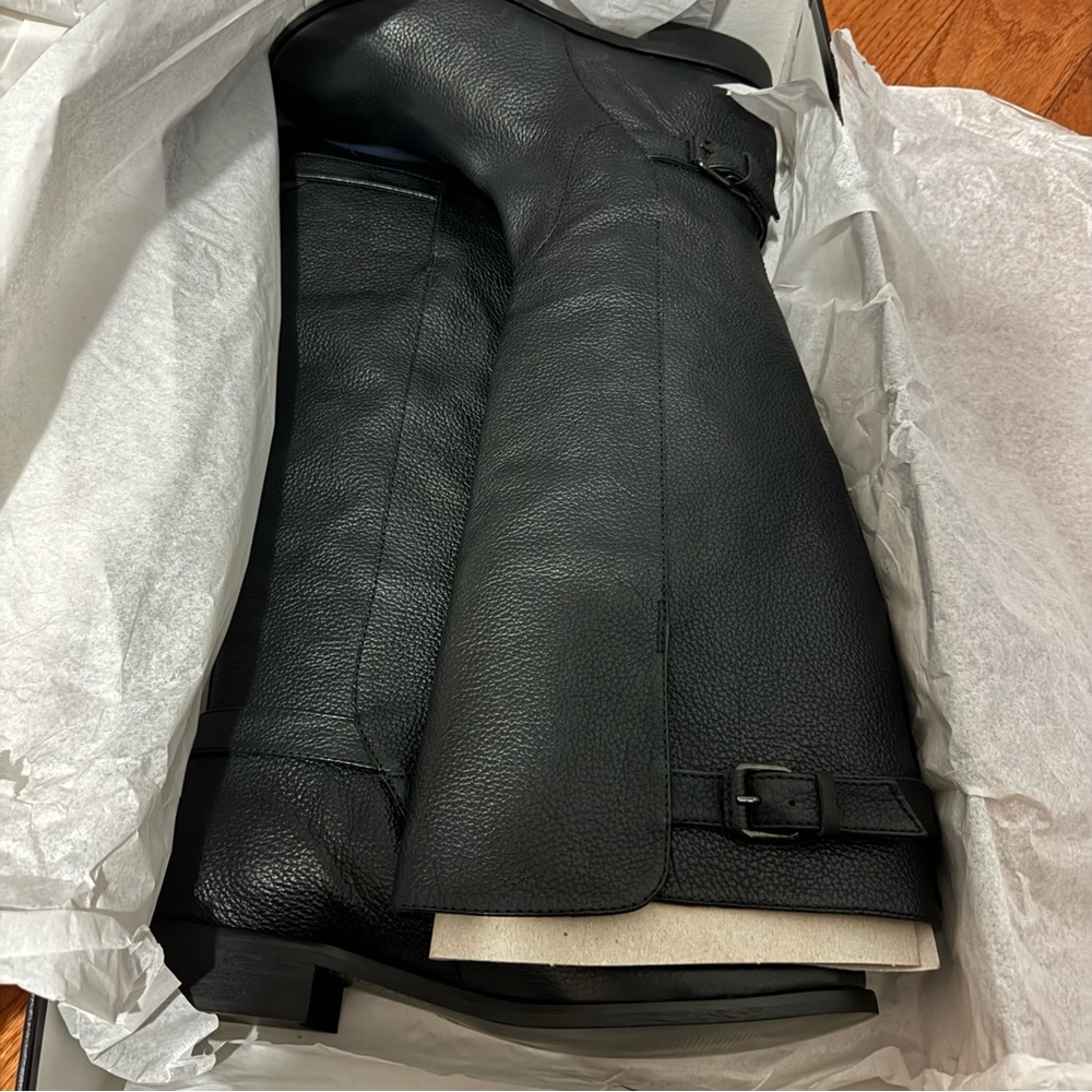 NIB JCrew Black Emmett Pebbled Leather Boots Size 9